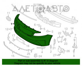 Бампер передній голий Kia Forte 4d 17-18 рест без парктроніків