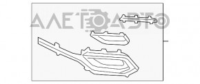 Решетка бампера левая Hyundai Santa FE Sport 17-18 рест usa, под ПТФ, черн глянец+хром, песок