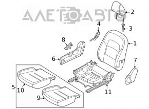 Пассажирское сидение Nissan Sentra 20- без airbag, механич, тряпка черн