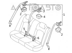 Ремінь безпеки задній центр Hyundai Sonata 20-сірий