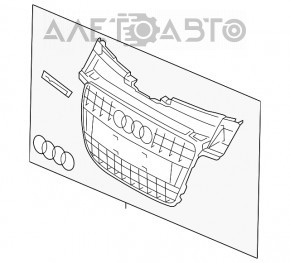 Грати радіатора в зборі Audi A4 B8 13-16 рест глянець, зі значком