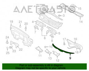 Уплотнитель решетки дворников Audi A4 B8 08-16