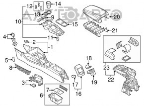 Консоль центральная подлокотник Audi A3 8V 15-19 кожа, серая