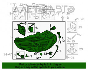 Фара передняя левая в сборе Audi A3 8V 15-16 4d LED