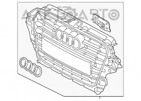 Решетка переднего бампера левая Audi A3 8V 15-16 под ПТФ, S-line