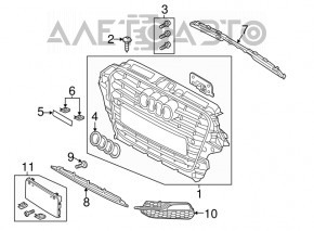 Решетка переднего бампера левая Audi A3 8V 17-20 без ПТФ S-line