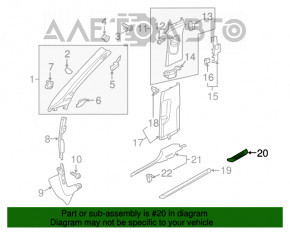 Накладка порога внешняя задняя правая Audi A3 8V 15-16 4d черная, s-line