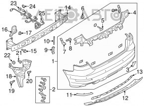 Крепление заднего бампера под фонарем правое Audi A3 8V 15-16 4d OEM