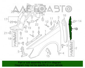 Ущільнювач крила двері-крило прав Audi A3 8V 15-20