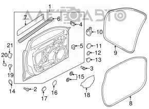 Дверь голая передняя левая Audi A3 8V 15-20 4d, 5d черный LY9T, тычка