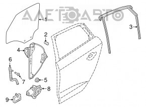 Уплотнитель стекла с молдингом передний правый Audi A3 8V 15-20 4d, 5d, черный