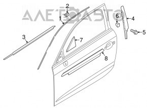 Молдинг двери верхний передней правой Audi A3 8V 15-20 4d, 5d черный