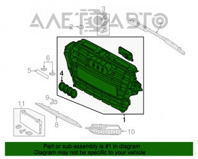 Решетка радиатора grill в сборе Audi A3 8V 15-16 графит, под радар