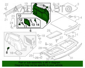 Обшивка арки правая Audi A3 8V 15-20 4d, 5d, без airbag, задняя, AWD, черная