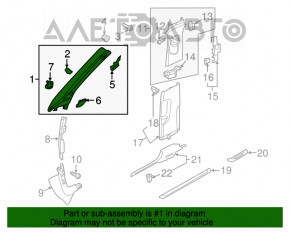 Накладка передньої стійки верх права Audi A3 8V 15-20 4d, 5d, чорна