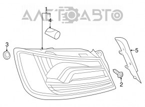 Накладка фонаря внешнего крыло левого Audi A3 8V 15-16 4d usa