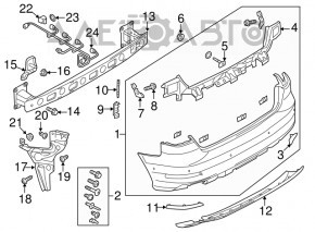 Губа заднього бампера Audi A3 8V 15-16 під 2 труби OEM