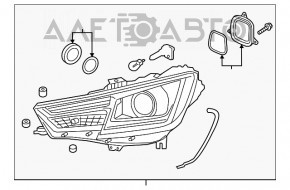 Фара передня права в зборі Audi A4 B9 17-19 ксенон+LED, злам креп, пісок