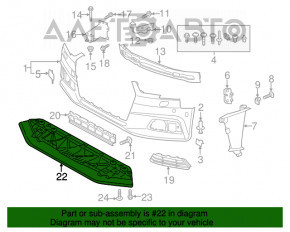 Защита переднего бампера Audi A4 B9 17 трещины, надломы, сломаны крепления