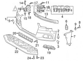 Защита переднего бампера Audi A4 B9 17 трещины, надломы, сломаны крепления