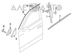 Молдинг дверь-стекло центральный передний правый Audi A4 B9 17- мат новый OEM оригинал