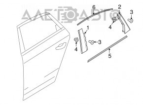 Молдинг дверь-стекло центральный задний левый Audi A4 B9 17- мат
