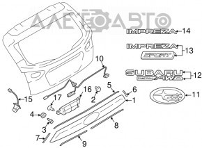 Накладка двері багажника Subaru Impreza 5d 17-19