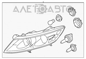 Фара передняя левая голая Kia Optima 14-15 рест галоген, пробит корпус, трещны на стекле