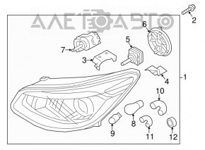 Фара передняя левая в сборе Kia Soul 14-16 дорест ксенон + led DRL