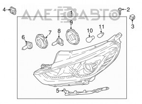 Фара передня ліва у зборі Hyundai Sonata 18-19 LED світла з кріпленням