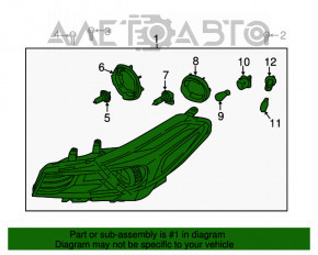 Фара передняя правая голая Kia Forte 4d 17-18 рест галоген