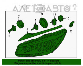 Фара передня права в зборі Kia Sorento 16-18