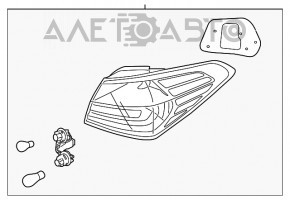 Ліхтар зовнішній крило лівий Kia Forte 4d 17-18 рест галоген, волога всередині, тріщини