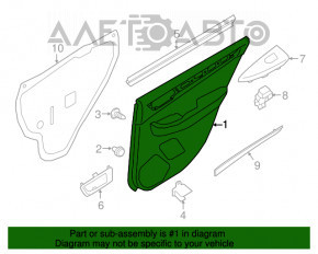 Накладка дверей картка за лівим Subaru Outback 15-19 чорна шкіра