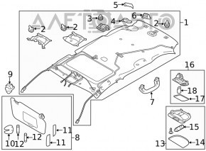 Обшивка потолка Subaru Outback 20- под люк серая