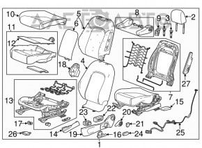Водительское сидение Buick Encore 13-16 без airbag, электро, тряпка сер с кож вставкой, трещины