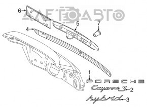 Емблема задній напис "hybrid" Porsche Cayenne 958 11-14 срібло