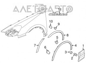 Накладка арки передняя правая Porsche Cayenne 958 11-17 широкая