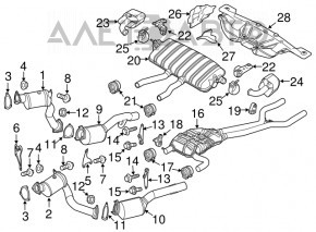 Хомут випускної системи на насадки Porsche Cayenne 958 11-17 4.8 Turbo