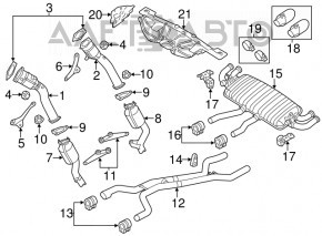 Насадка вихлопної труби прав Porsche Cayenne 958 11-17 4.8 Turbo прим'ятості, подряпини