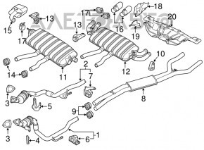 Глушник задня частина бочка Porsche Cayenne 958 11-17 3.6 на 2 труби