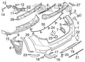 Нижня решітка заднього бампера Porsche Cayenne 958 11-14