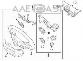 Кнопки управления на руле Hyundai Santa FE Sport 17-18 рест, потерта накладка, слом креп