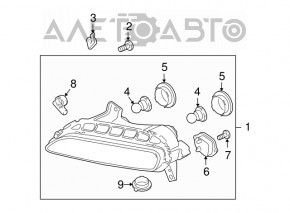 Ходовые огни DRL лев Porsche Panamera 14-16 GTS в сборе, песок