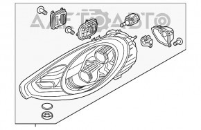 Фара передняя левая Porsche Panamera 14-16 в сборе, LED, адаптив, песок
