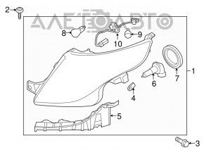 Фара передняя правая голая Ford Explorer 11-15 дорест галоген китай, дефект стекла