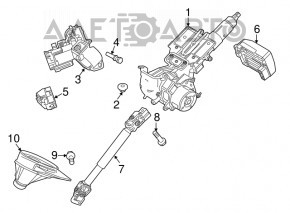 Рулевая колонка Ford Fiesta 11-19 без замка зажигания, без пружинок регулировки