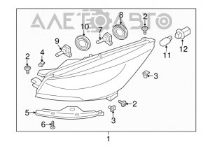 Фара передняя правая голая Ford Escape MK3 13-16 дорест галоген паутина