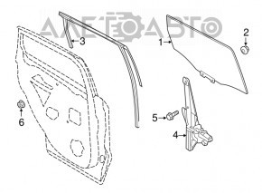 Скло дверей зад прав Ford Escape MK3 13-19 без тонування