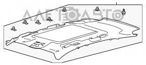 Обшивка стелі Ford Escape MK3 13-16 сіра під панораму, заломи